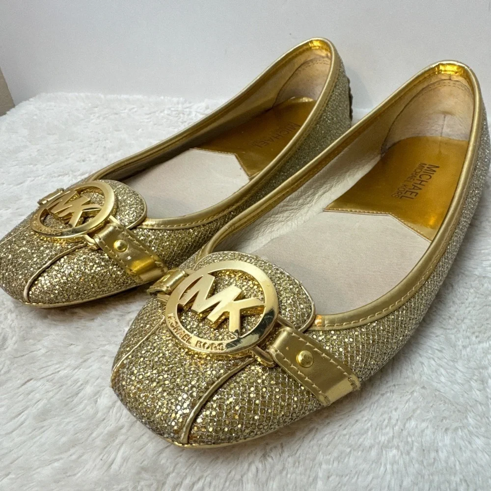 MICHAEL MICHAEL KORS Fulton Metallic Canvas & Leather Moccasin / Ballet flat.  7 - Picture 9 of 13